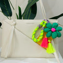 Puffy Green Flower Tassel Bag Charm