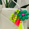 Puffy Green Flower Tassel Bag Charm