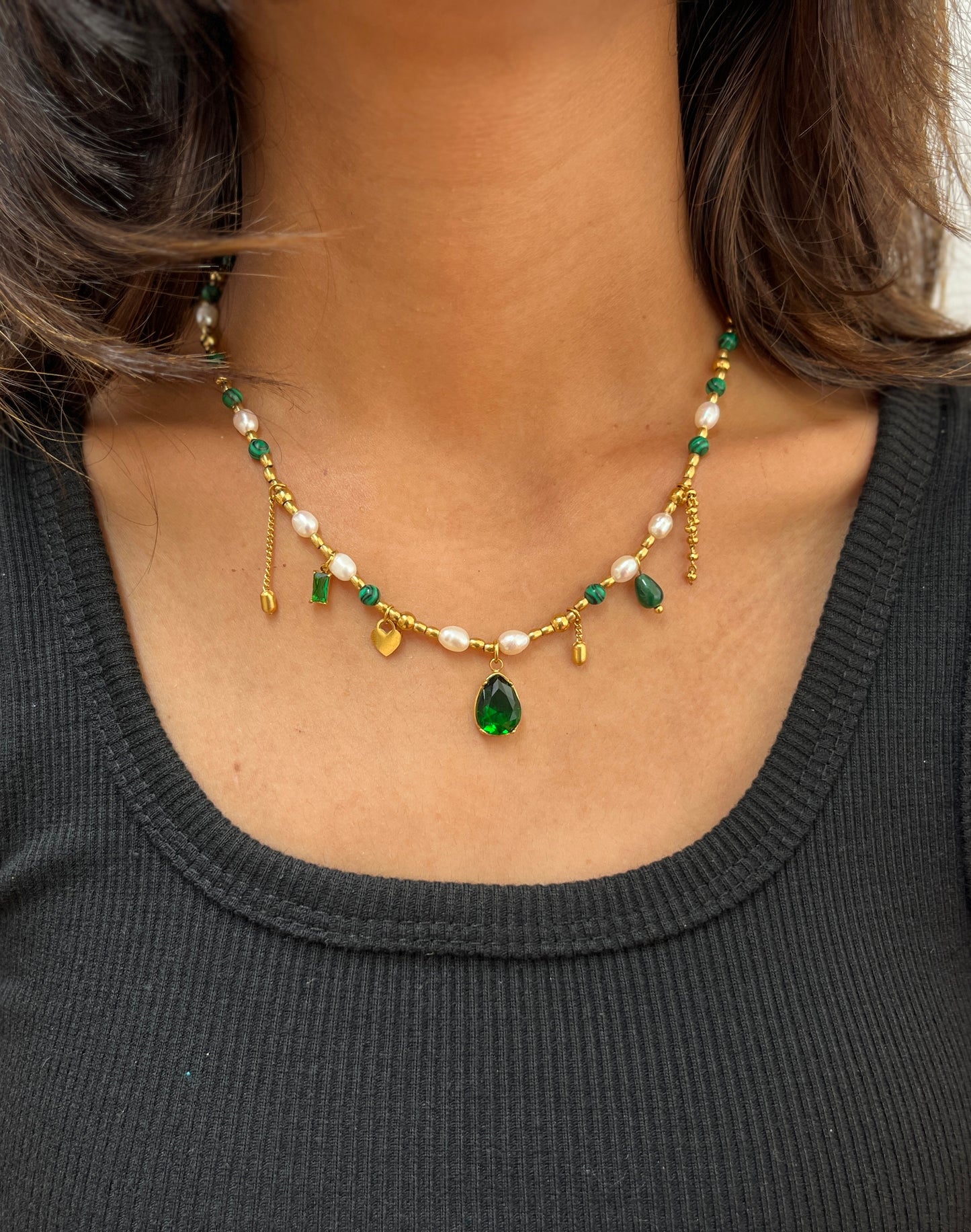 Emerald luxe stone chain