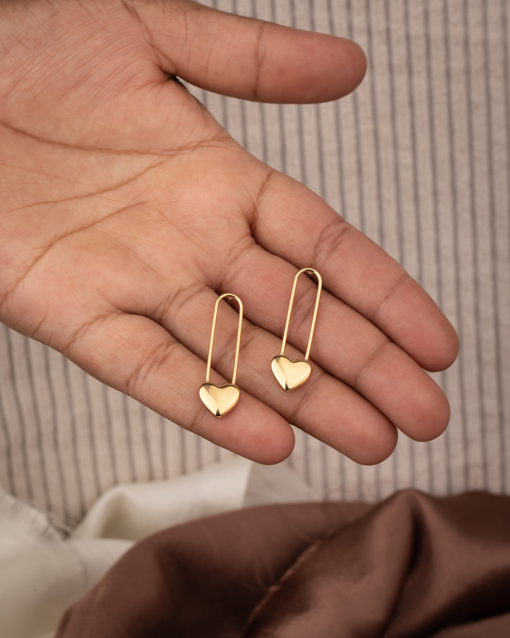 Safety pin heart Earrings