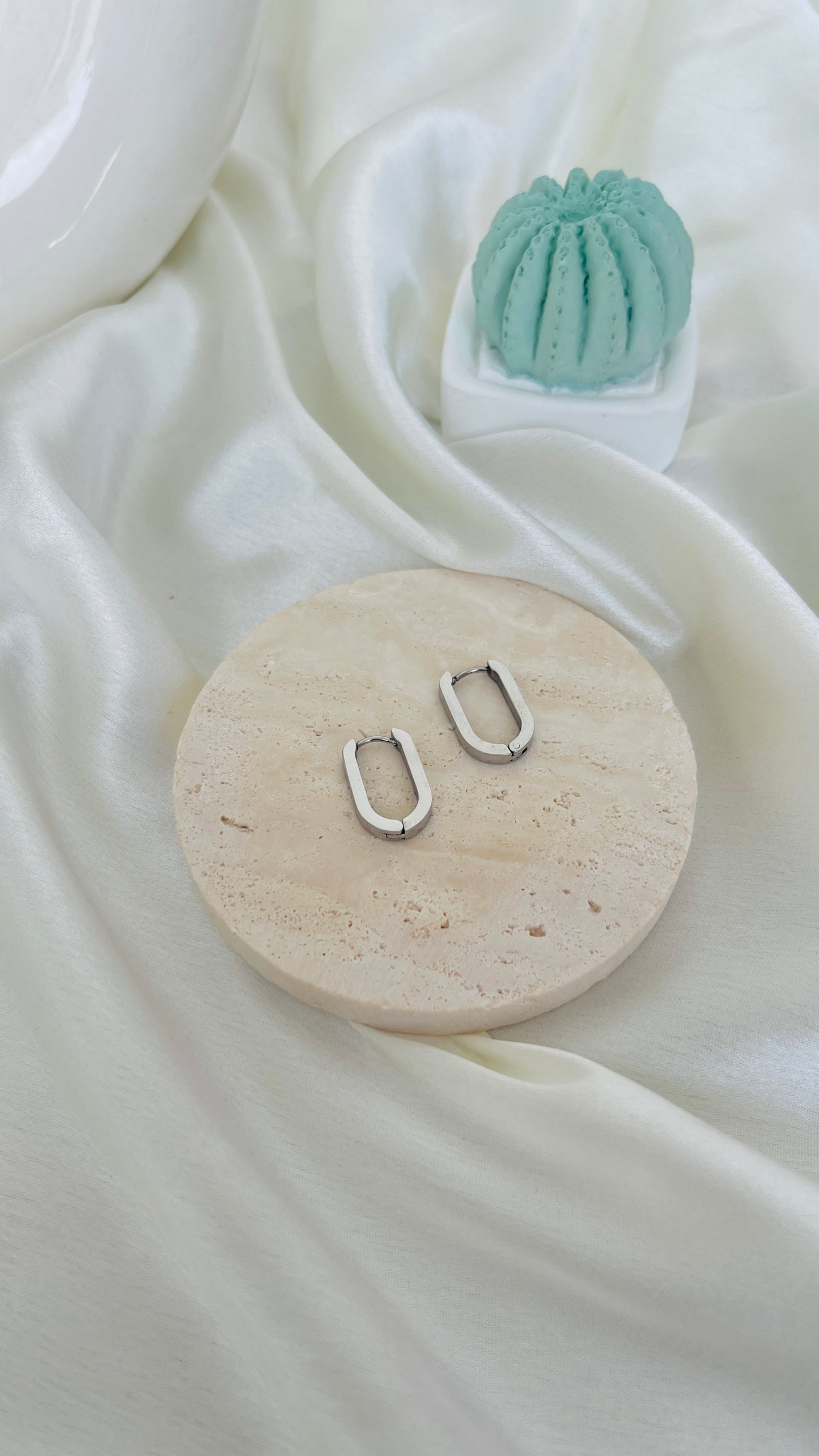 Silver square hoops