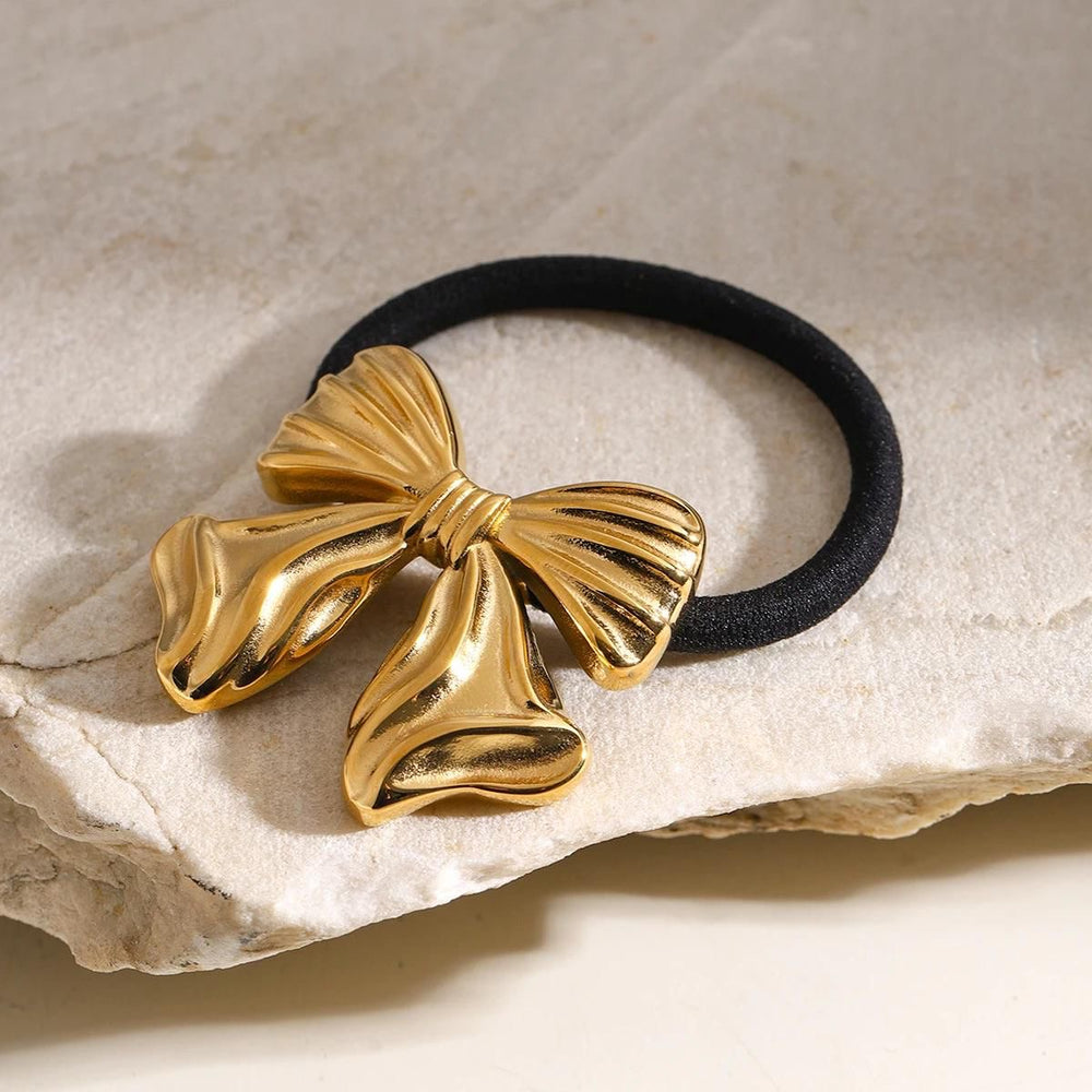 Big bow gold hairtie