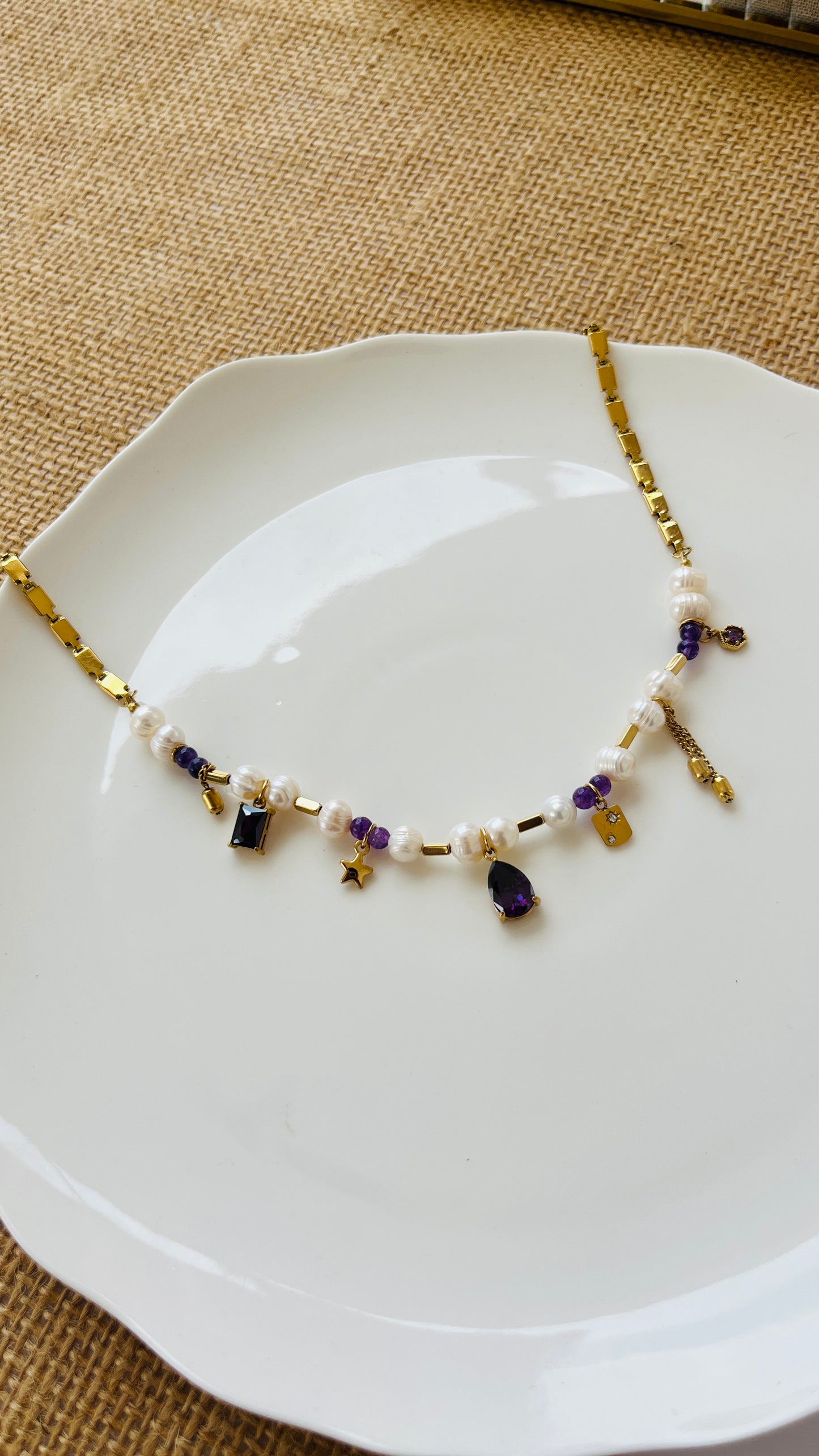 Lavender luxe stone chain