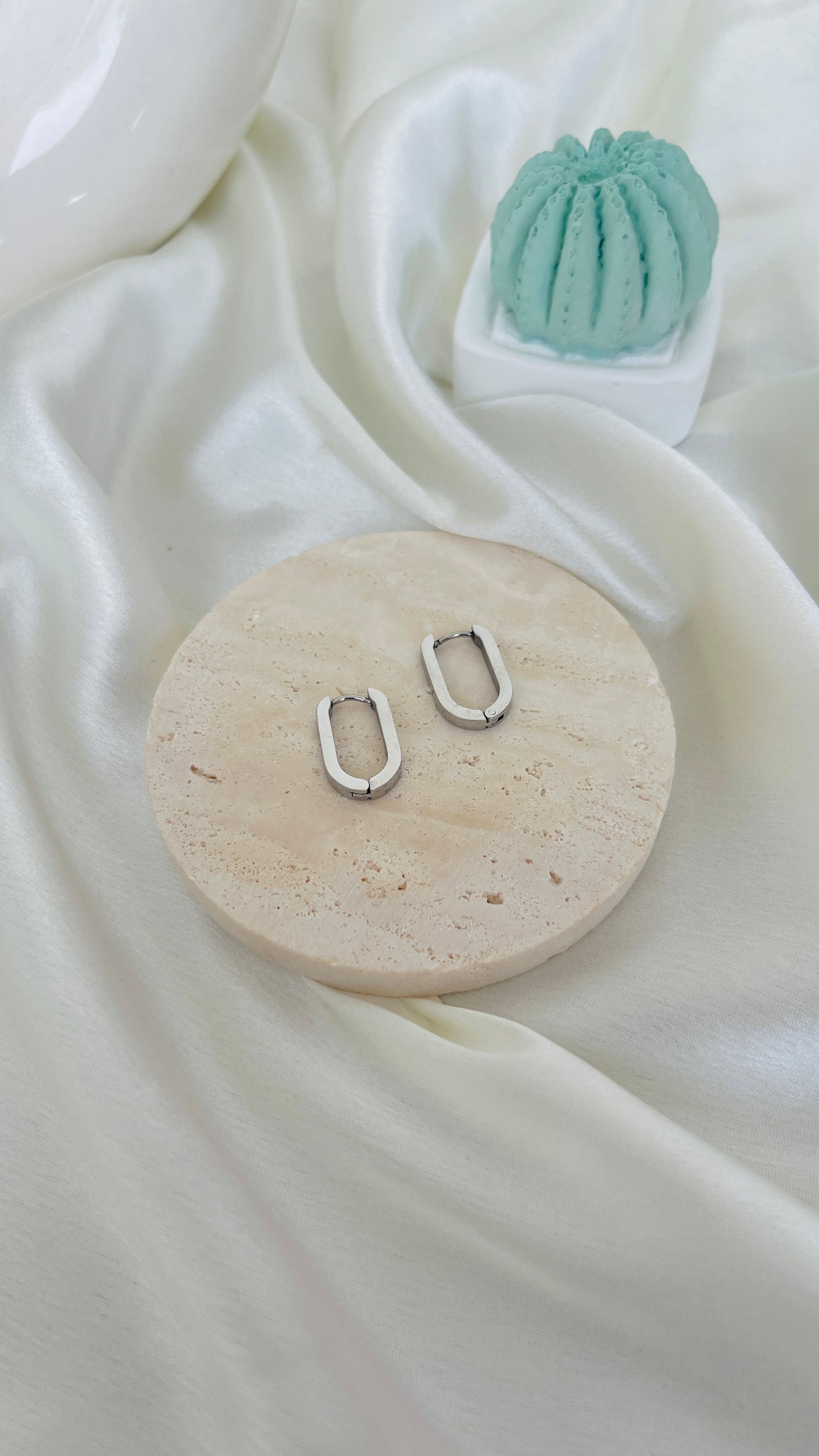 Silver square hoops