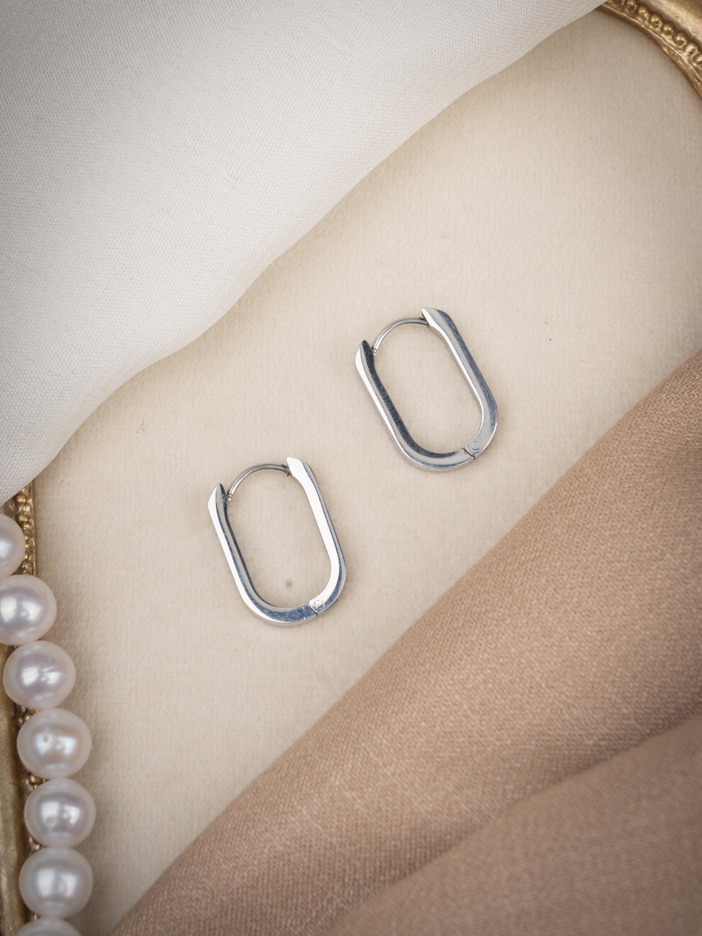 Silver square hoops