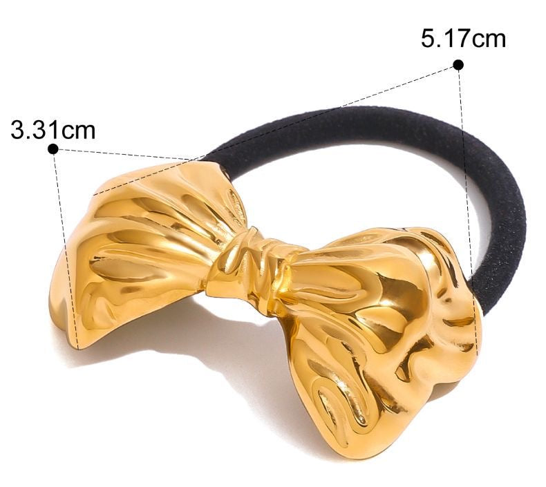 Mini bow gold hairtie