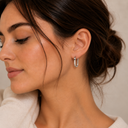 Silver square hoops
