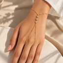 Three stone round hand chain