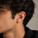 Dumbell studs silver men
