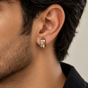 Gold silver stone hoop men