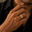 Gold ring black with stone men