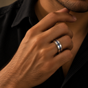 Silver blue lining ring men