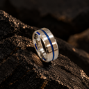 Silver blue lining ring men