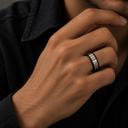 Black silver ring men