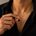 Gold black pendant chain men