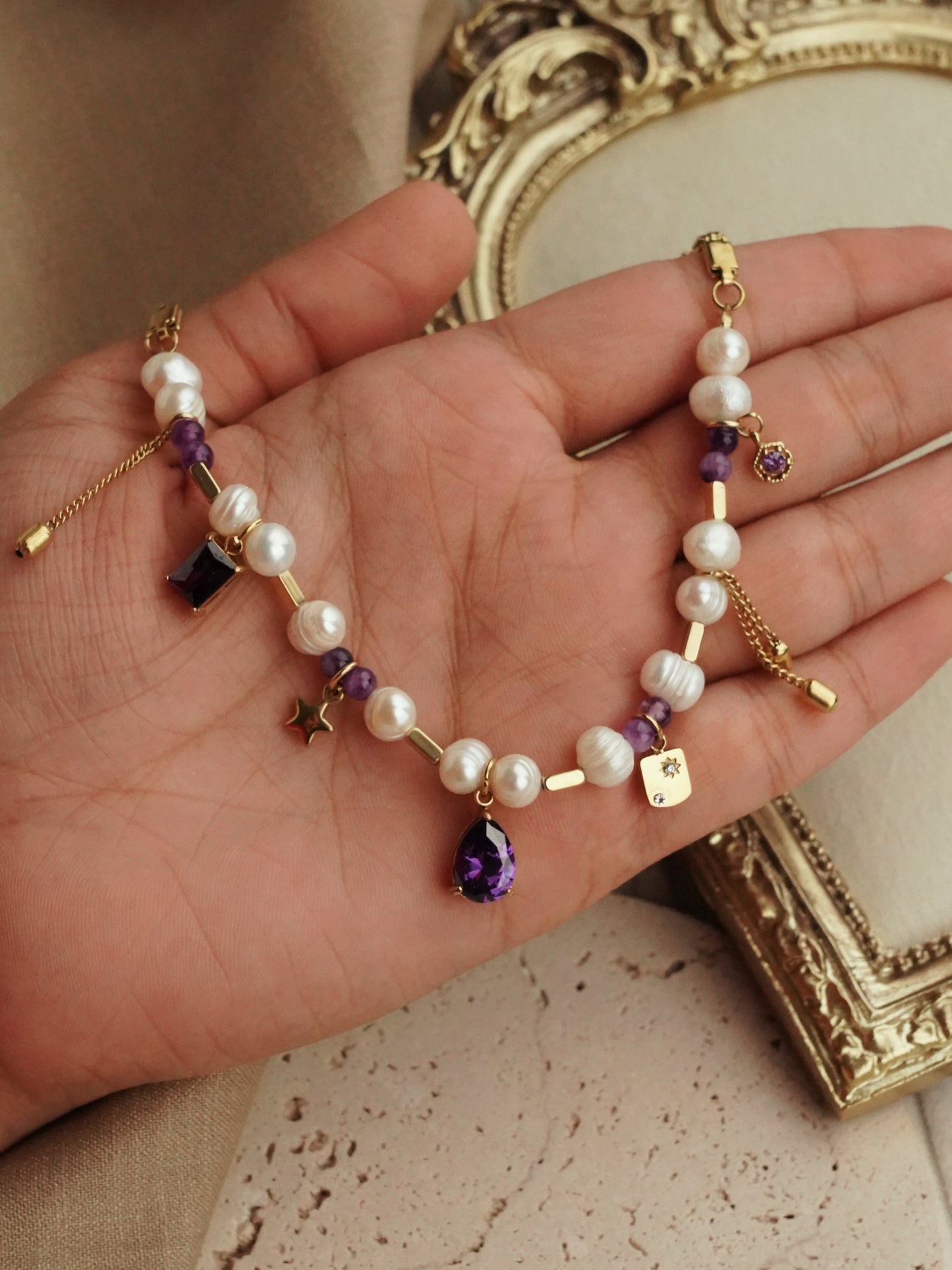 Lavender luxe stone chain