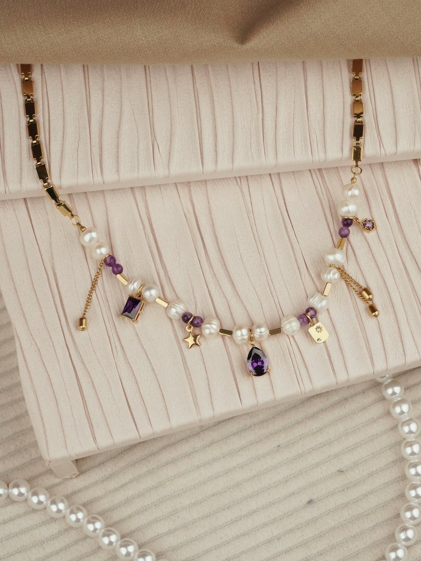 Lavender luxe stone chain