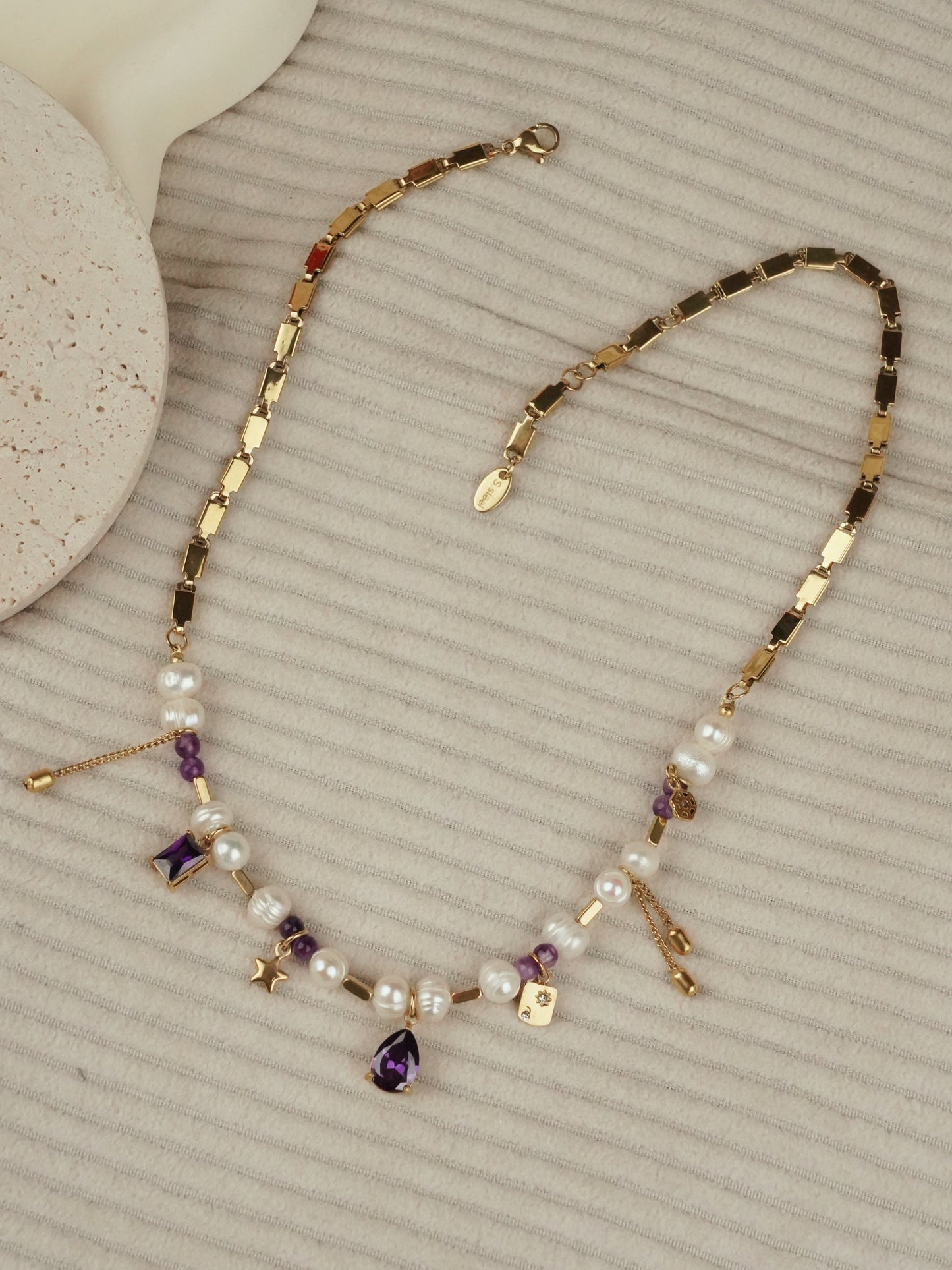 Lavender luxe stone chain