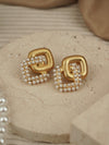 Square gold pearl studs