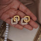 Square gold pearl studs