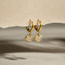 Stone small heart hoops