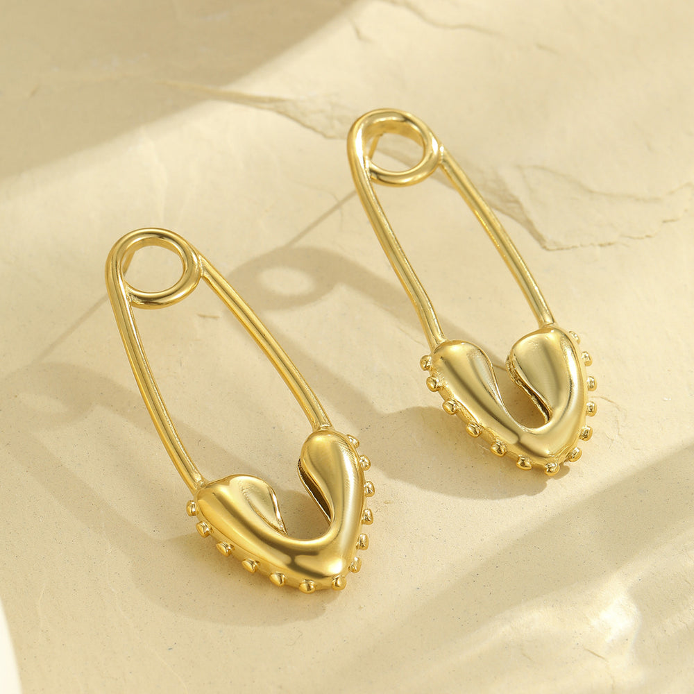 Safety Pin Heart Studs