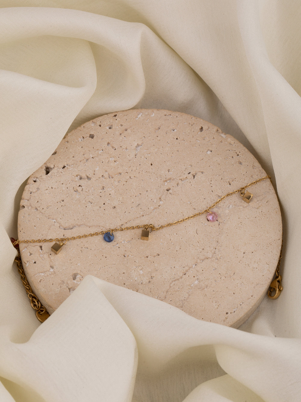 Multicolour crystal stone anklet