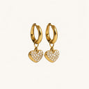 Stone small heart hoops