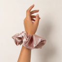 Pink studded bow scrunchie