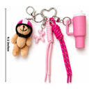 Teddy bottle pink bag charm