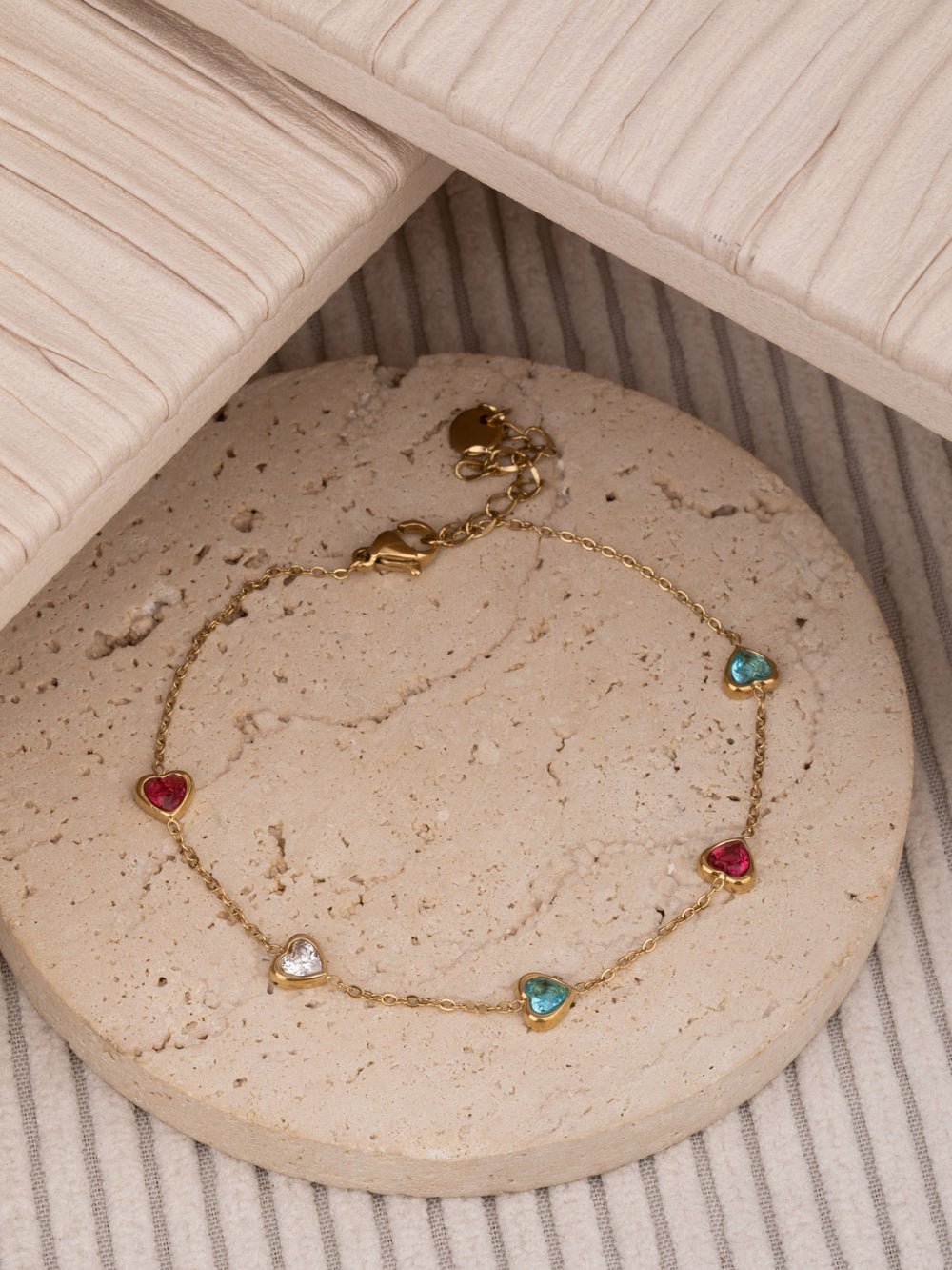 Multicolour heart anklet