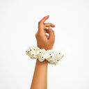 White polka scrunchie